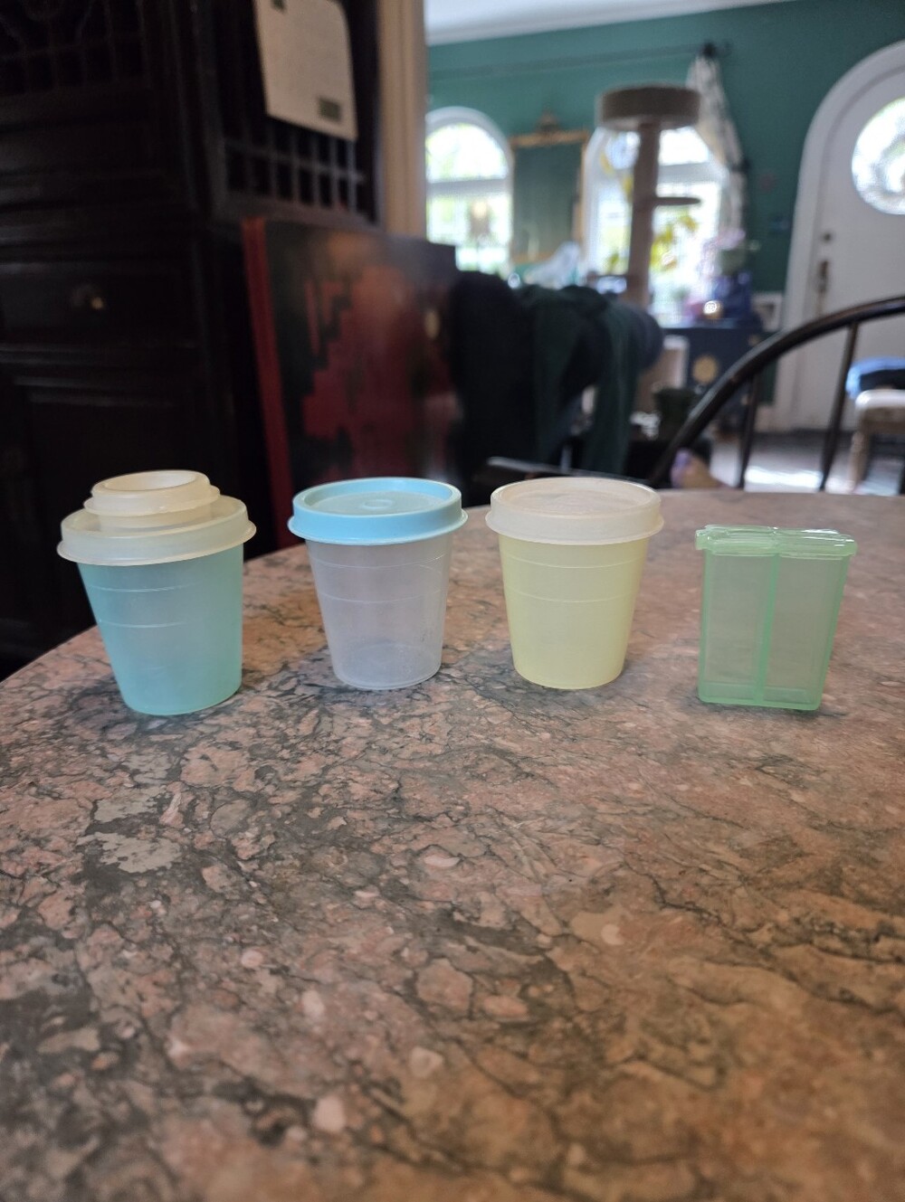 Lot Of 4 Pieces Vintage Tupperware, 3 Mighty Midgets And 1 Tiny Treasure